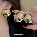 Metallic Domed Round Statement Stud Earrings in Four Finishes view 3