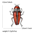 Long Beetle Enamel Brooch in Metallic Green or Red view 6