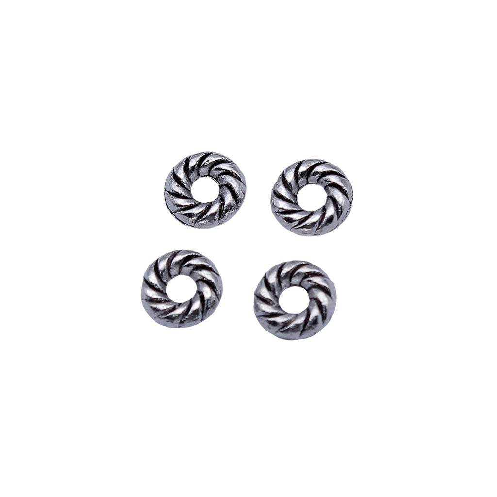 8x8x2.6mm 0.54g Antique Silver Zinc Alloy Twisted Round Spacer Beads for Bracelet Necklace DIY Jewelry