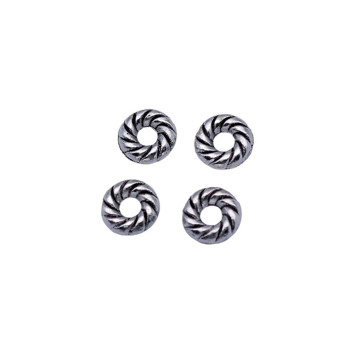 8x8x2.6mm 0.54g Antique Silver Zinc Alloy Twisted Round Spacer Beads for Bracelet Necklace DIY Jewelry