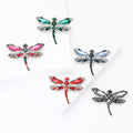 Rhinestone Dragonfly Brooch Silver Alloy Red Blue Multicolor view 1