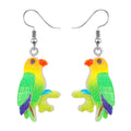 Silver Tone Colorful Resin Bird Novelty Hook Earrings view 2