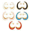 Crescent Moon Enamel Stud Earrings Gold Trim Colors view 5