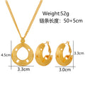 Gold Tone Gold Round Geometric Geometric Metal Necklace and Earring Set view 5