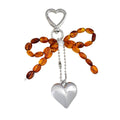 Beaded Bow Keychain With Heart Charm And Ball Chain view 5