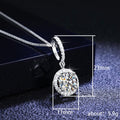 Silver Tone Round Halo Pendant Necklace With Clear Stones view 5