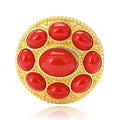 Nine Stone Round Medallion Brooch in Green Blue Red or Yellow view 5