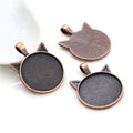 Cat Head Round Cabochon Pendant Trays in Six Finishes view 8