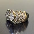 Wide Gold Tone Geometric Crystal Statement Ring with Clear Crystal Details view 2