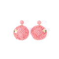 Nine Color Woven Hat Flower Statement Stud Earrings view 5