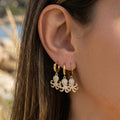 Crystal Octopus Drop Hoop Earrings in Gold and Silver Tone view 2