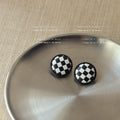 Black White Checkered and Zebra Pattern Stud Earrings view 8