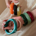 Acrylic and Rattan Weave Bangle Bracelets Mixed Styles view 2