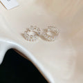 Silver Tone Crystal Wreath Hoop Earrings With Pearl Accents view 6