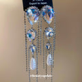 Iridescent Crystal Teardrop Pearl and Chain Tassel Earrings view 1