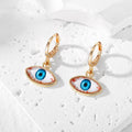 Gold Tone Realistic Eyeball Huggie Drop Earrings in Six Colors view 3