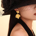 Crumpled Leaf Drop Earrings Gold Or Steel Stainless Pair view 3