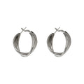 Silver Tone Multi Wire Wrapped Round Hoop Earrings For Women view 5