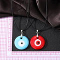 Round Glass Evil Eye Pendant Necklaces on Black Cords view 5