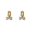 Gold-Tone Huggie Hoop Earrings Clear Crystal Bow Charms view 5