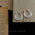 Silver-Tone Openwork Filigree Circular Hoop Earrings Pair view 3