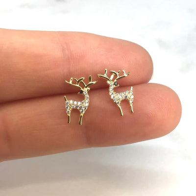 Mini crystal reindeer studs product view