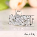 Round Solitaire Openwork Vine Ring In Polished Silver Tone view 4