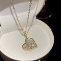 Crystal Heart Pendant Necklace in Gold and Silver Tone view 6