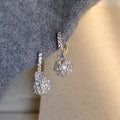 Crystal Ball Drop Hoop Earrings with Textured Silver Tone Details view 2
