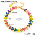 Clover Cluster Zircon Necklace Bracelet Gold Steel Multicolor view 9