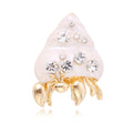White Gold Tone Shell Enamel Shell Two Designs Metal Brooch Pin view 1