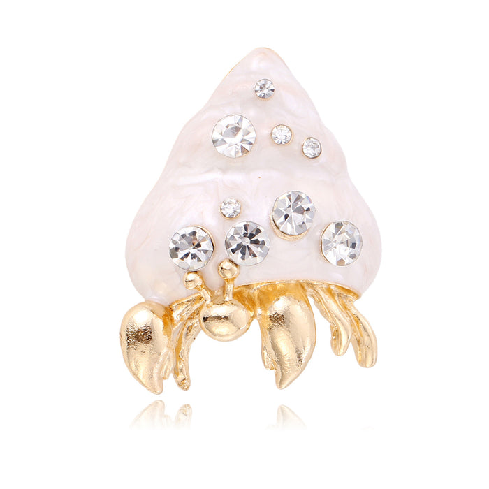 White Gold Tone Shell Enamel Shell Two Designs Metal Brooch Pin