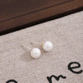 White Pearl Look Round Stud Earrings in Five Sizes view 3