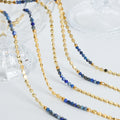 Gold Disc Bead Necklace Blue Faceted Stone Bead Accents view 3