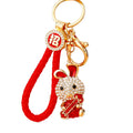 Jeweled Ruyi Rabbit Keychains in Five Colors with Braided and Fortune Loops view 5