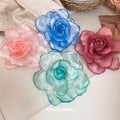 Green Red Pink Or Blue Edged Sheer Rose Duckbill Hair Clip view 4