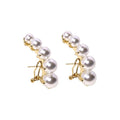 Graduated Pearl Cluster Curved Statement Stud Earrings view 5