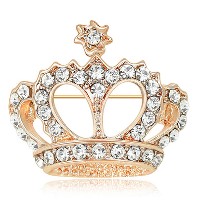 Front view of Openwork Crystal Crown brooch