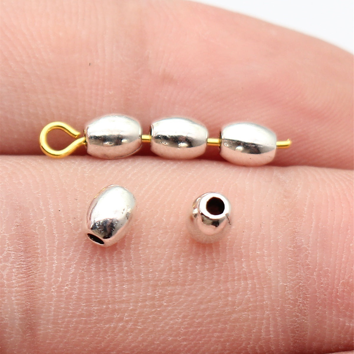 5x4x4mm 0.28g Antique Silver Zinc Alloy Oval Small Hole Spacer Beads for DIY Bracelet Jewelry Making