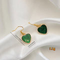 Gold Tone Glitter Heart Drop Earrings in Six Bright Colors view 5