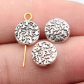 Antique Silver Metal Textured Flat Round Bead For Jewelry Making view 1