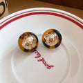 Tortoiseshell Round Stud Earrings With Gold Accents view 6
