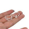 Silver Open Oval Cabochon Ring Flower Crystal Terminal view 5