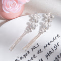Crystal Look Flower Chain Fringe Long Stud Earrings view 4