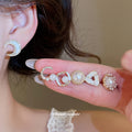Gold Pearl Rhinestone Mixed Stud Earring Set Eighteen view 2
