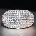 White Gold Tone Full Pave Dome Finger Ring Clear CZ Sizes 6-10 view 5