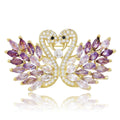 Double Swan Rhinestone Brooch in Four Colors Decorative Lapel Pin view 5