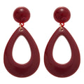 Glossy Burgundy Open Teardrop Statement Drop Earrings view 5
