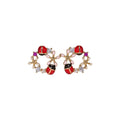 Red Ladybug and Petite Floral Cluster Crystal Stud Earrings view 5