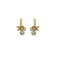 Enamel Sunflower Lever Back Earrings With Crystal Drop view 5